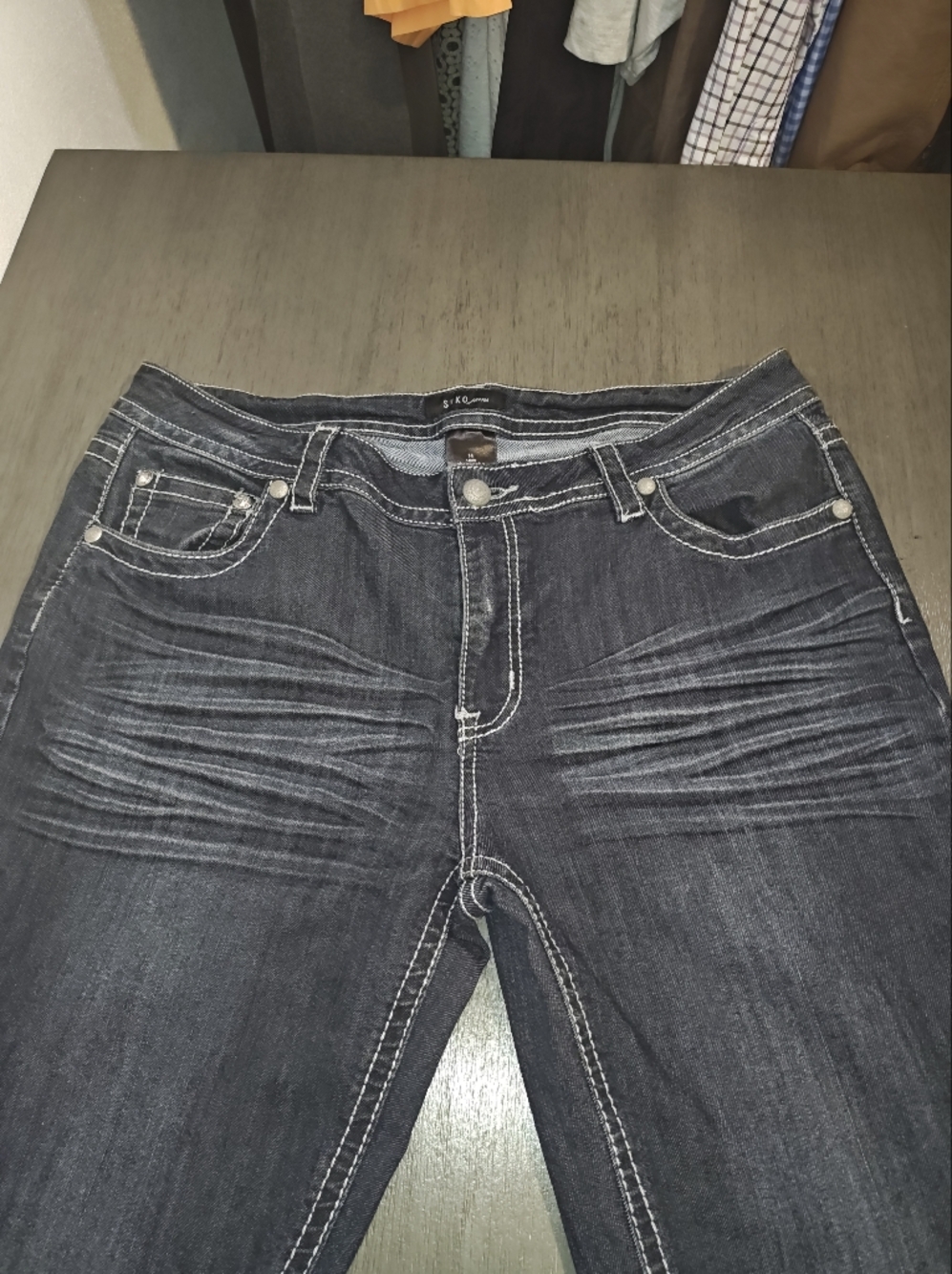 Suko Jeans Woman Dark Distressed,Embroidery,Bootcut,Size 14 - Picture 10 of 12